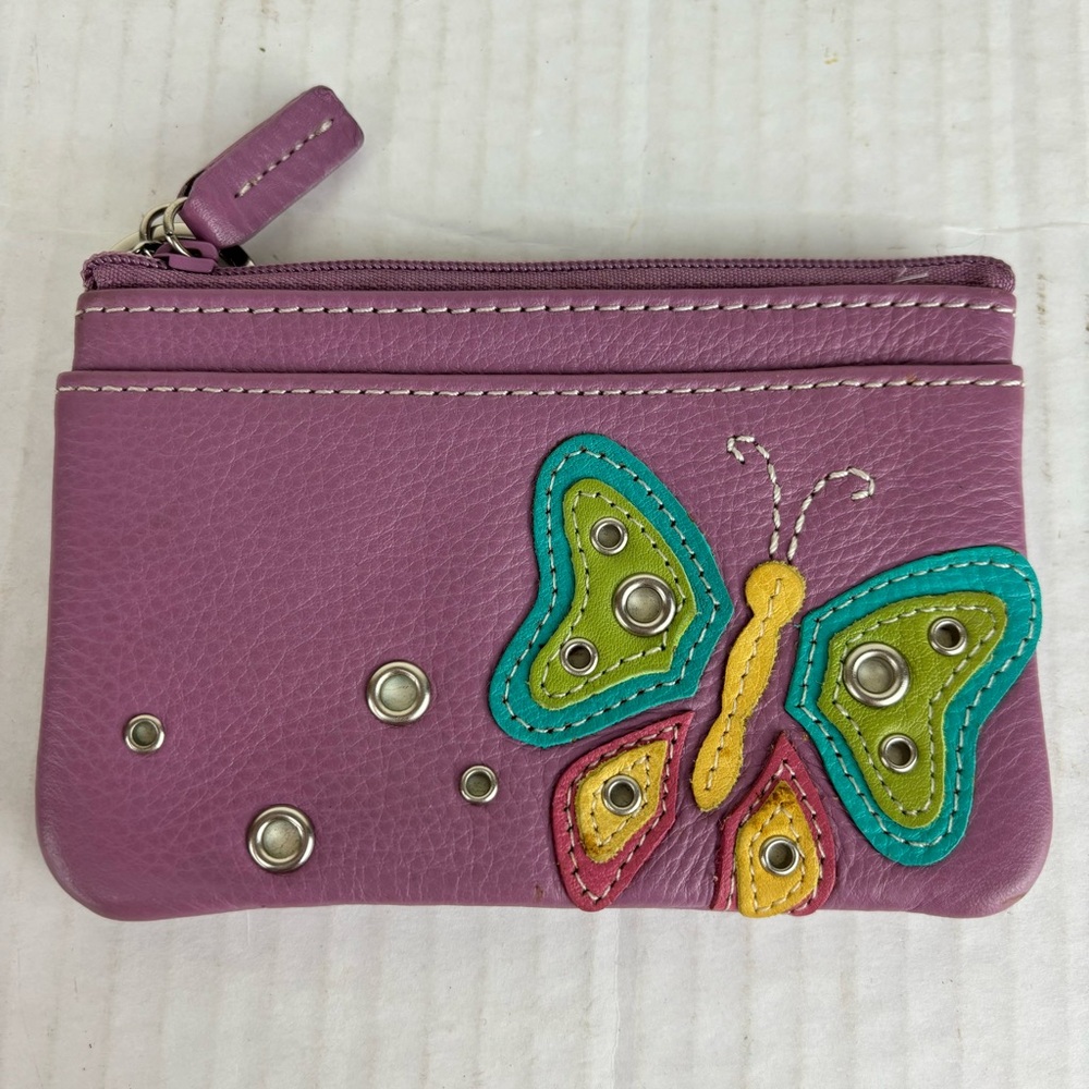 Fossil lavender leather card/key holder w/butterfly - Picture 12 of 13